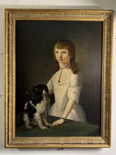 Charles Peale Polk EXCEPTIONAL PAIR OF EARLY PORTRAITS OF GIRL DOG GIRL WITH BIRD - 4691006