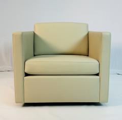 Charles Pfister Charles Pfister for Knoll Cream Leather Lounge Chair Labeled American 1980s - 4712182