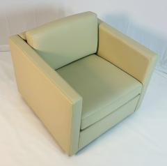 Charles Pfister Charles Pfister for Knoll Cream Leather Lounge Chair Labeled American 1980s - 4712184