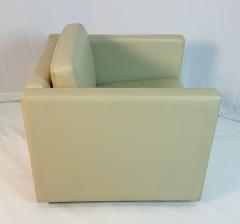 Charles Pfister Charles Pfister for Knoll Cream Leather Lounge Chair Labeled American 1980s - 4712185