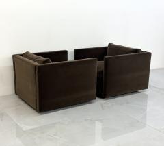 Charles Pfister Knoll Charles Pfister Lounge Chairs Chocolate Rohleder Velvet A Pair - 4788808
