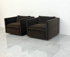 Charles Pfister Knoll Charles Pfister Lounge Chairs Chocolate Rohleder Velvet A Pair - 4788813