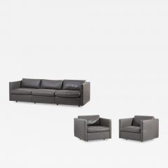Charles Pfister Knoll Charles Pfister Sofa Set in Grey Leather USA 1970s - 1995201
