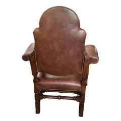Charles Pollock 18th C Style Charles Pollock for William Switzer Walnut Leather Arm Chair - 4175431