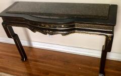 Charles Pollock Black Gold Chinoiserie Console Table W Granite Inlaid Top by Charles Pollock - 1621746