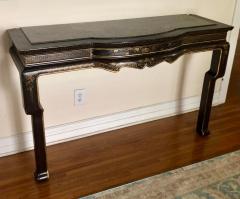 Charles Pollock Black Gold Chinoiserie Console Table W Granite Inlaid Top by Charles Pollock - 1621747