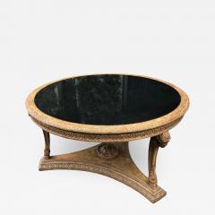 Charles Pollock Carved Italian Rams Head Center Table W Granite Top - 1624522