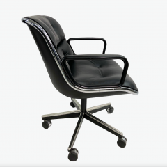 Charles Pollock Knoll Pollock Chair reupholstered in Black Italian Leather Steel Frame - 3445882