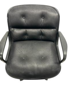 Charles Pollock Knoll Pollock Executive Chair in Original Black Suede Leather Matte Black Rim - 4176145