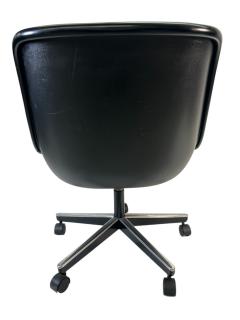 Charles Pollock Knoll Pollock Executive Chair in Original Black Suede Leather Matte Black Rim - 4176162