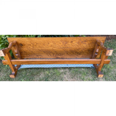 Charles Pollock Pair of Charles Pollock Rustic Country Oak Dining Benches - 2713525