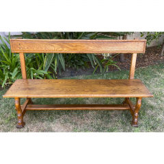 Charles Pollock Pair of Charles Pollock Rustic Country Oak Dining Benches - 2713532