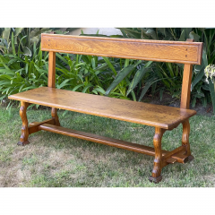 Charles Pollock Pair of Charles Pollock Rustic Country Oak Dining Benches - 2713547