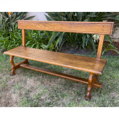 Charles Pollock Pair of Charles Pollock Rustic Country Oak Dining Benches - 2713551