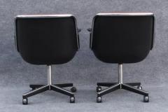 Charles Pollock Pair of Charles Pollock for Knoll Arm or Desk Chairs in Brown Leather Black - 3511428