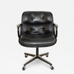 Charles Pollock Vintage Knoll Pollock Swivel Chair in Black Leather Matte Black Frame - 2627998