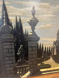 Charles Rain Oil on Panel Italian Garden 1960 - 4361531