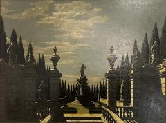 Charles Rain Oil on Panel Italian Garden 1960 - 4362057