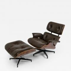 Charles Ray Eames 3rd Gen Eames Lounge Chair 670 671 in Original Chocolate Leather - 3372646