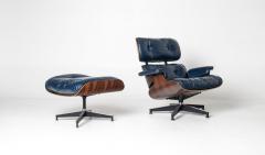 Charles Ray Eames 3rd Generation Eames Lounge Chair and Ottoman in Midnight Blue Leather - 4687410