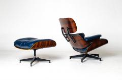 Charles Ray Eames 3rd Generation Eames Lounge Chair and Ottoman in Midnight Blue Leather - 4687411