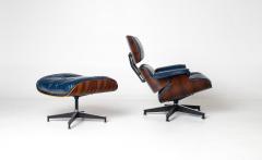 Charles Ray Eames 3rd Generation Eames Lounge Chair and Ottoman in Midnight Blue Leather - 4687414
