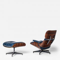 Charles Ray Eames 3rd Generation Eames Lounge Chair and Ottoman in Midnight Blue Leather - 4688695