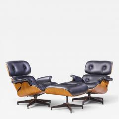 Charles Ray Eames Charles Ray Eames for Herman Miller Walnut Lounge Chairs Pair with Ottoman - 4576136
