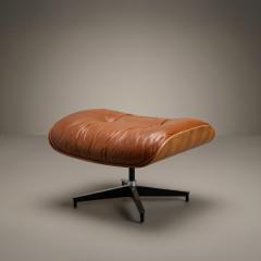 Charles Ray Eames Eames 671 Lounge Ottoman in Rosewood Cognac Leather by Herman Miller - 4504402