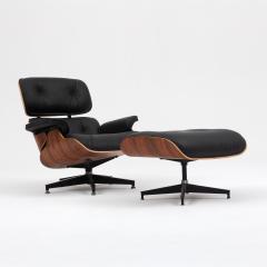 Charles Ray Eames Eames Lounge Chair and Ottoman in Rosewood and Black Leather Herman Miller - 4526328