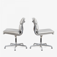 Charles Ray Eames Eames Soft Pad Side Chairs in Silver Edelman Leather by Herman Miller Pair - 3410988