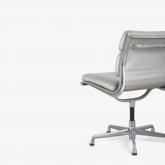 Charles Ray Eames Eames Soft Pad Side Chairs in Silver Edelman Leather by Herman Miller Pair - 3410990