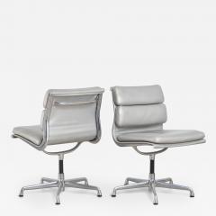 Charles Ray Eames Eames Soft Pad Side Chairs in Silver Edelman Leather by Herman Miller Pair - 3412233