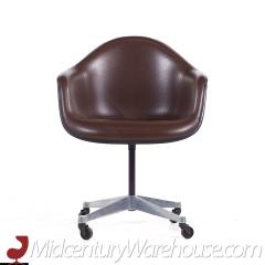 Charles Ray Eames Eames for Herman Miller Mid Century Brown Padded Fiberglass Swivel Office Chair - 3684206