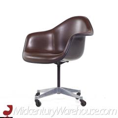 Charles Ray Eames Eames for Herman Miller Mid Century Brown Padded Fiberglass Swivel Office Chair - 3684207