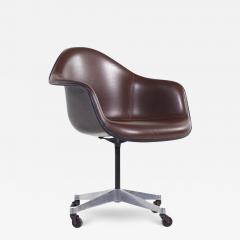 Charles Ray Eames Eames for Herman Miller Mid Century Brown Padded Fiberglass Swivel Office Chair - 3688941