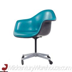 Charles Ray Eames Eames for Herman Miller Mid Century Padded Fiberglass Teal Swivel Office Chair - 3684177