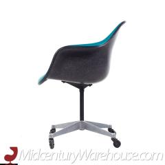 Charles Ray Eames Eames for Herman Miller Mid Century Padded Fiberglass Teal Swivel Office Chair - 3684179