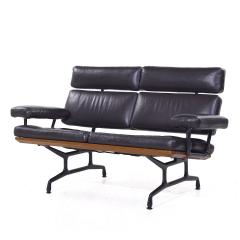 Charles Ray Eames Eames for Herman Miller Model ES108 Mid Century Leather and Walnut Two Seat Sofa - 3922269