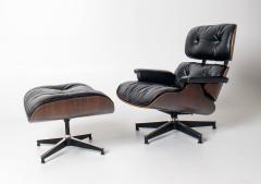 Charles Ray Eames Early 1st Generation Eames Lounge Chair and Ottoman in Rosewood Black Leather - 4488561