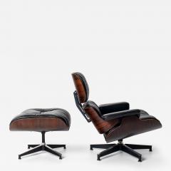 Charles Ray Eames Early 1st Generation Eames Lounge Chair and Ottoman in Rosewood Black Leather - 4490945