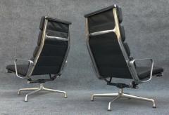 Charles Ray Eames Pair of Charles Ray Eames Herman Miller Black Leather Soft Pad Lounge Chairs - 3219283