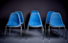 Charles Ray Eames Set of 6 Ray Charles Eames Side Chairs in Blue for Herman Miller - 3235419