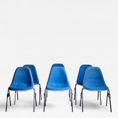 Charles Ray Eames Set of 6 Ray Charles Eames Side Chairs in Blue for Herman Miller - 3241465