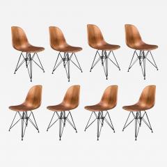 Charles Ray Eames Set of 8 Mid Century Modern Walnut Wood Shell Dining Chairs by Charles Eames - 2666629