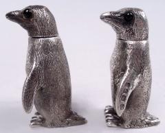 Charles Richard Comyns Classic Waddling Penguin English Sterling Silver Salt Pepper Shakers - 4059207