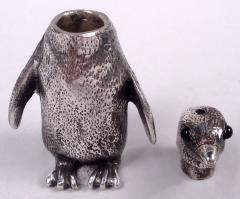 Charles Richard Comyns Classic Waddling Penguin English Sterling Silver Salt Pepper Shakers - 4059235