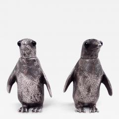 Charles Richard Comyns Classic Waddling Penguin English Sterling Silver Salt Pepper Shakers - 4062032