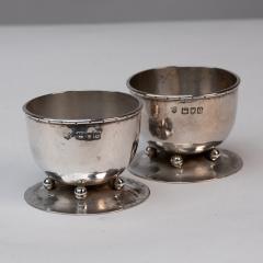 Charles Robert Ashbee C R Ashbee GOH A Rare Pair of Arts Crafts Hand Crafted Hammered Silver Salts  - 4187731