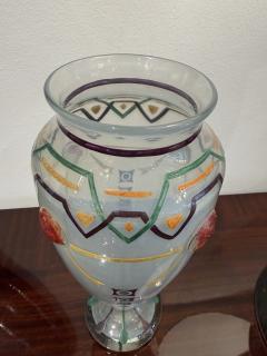 Charles Schell Corson Art Deco Hand Enameled Glass Vase by Charles Schneider France 1920 - 4770865